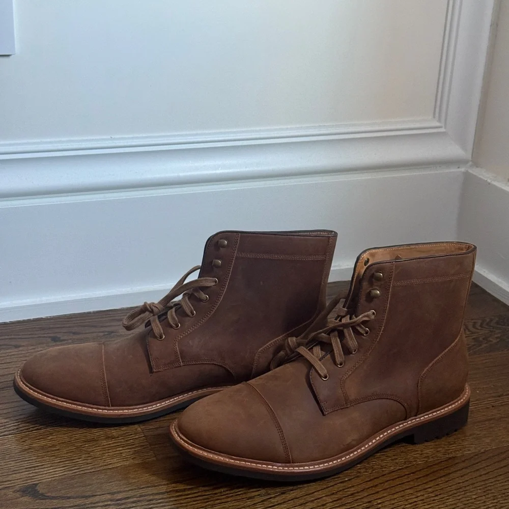 Warfield & Grand men’s cognac brown leather cap toe  Gresham boots Sz 11.5